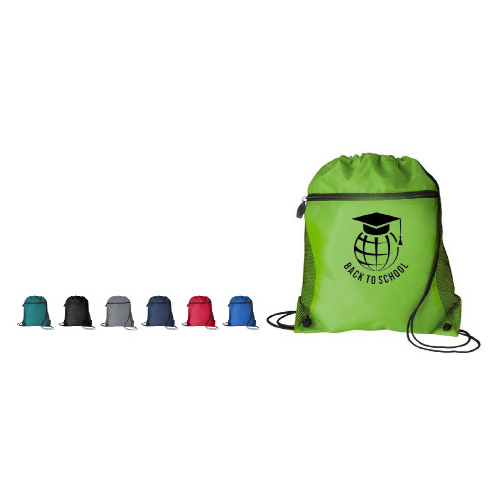 SST100 - Wholesale Mesh Pocket Drawstring Backpack With Logo