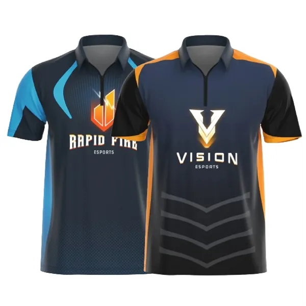 S13325 - Custom Sublimated 1/4 Zip Polo Shirt - Soft, Quick-Dry, Personalized With Logo