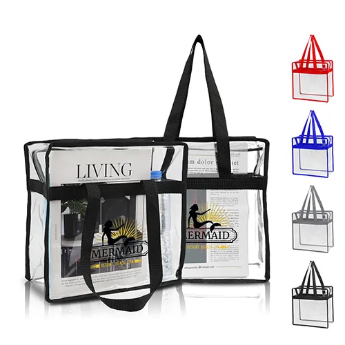 S12839 - Custom Printed Clear Zipper Tote Bag - Stadium Approved