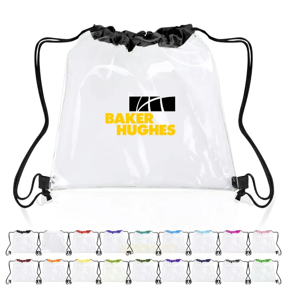 S12965 - Promotional Clear Stadium Drawstring Backpack With Custom Logo