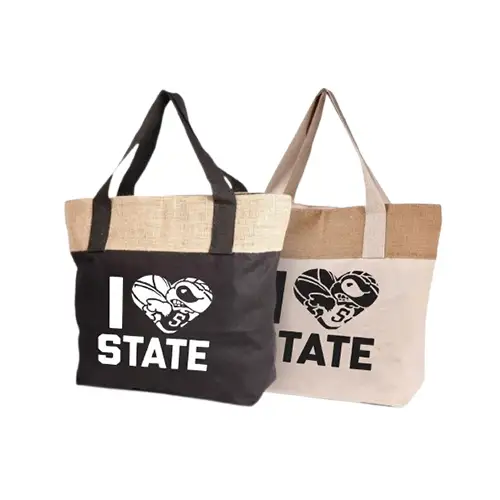 SJ9162 - Promotional Large Shopping Bag with Natural Jute Cotton Gusset