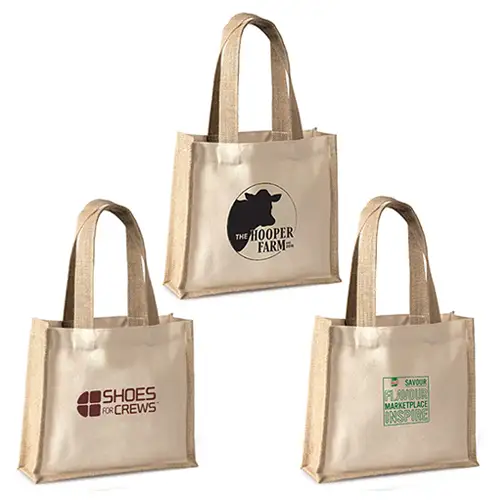 SJ9217 - Custom Cotton Gift Bag with Jute Accents and Self Handles