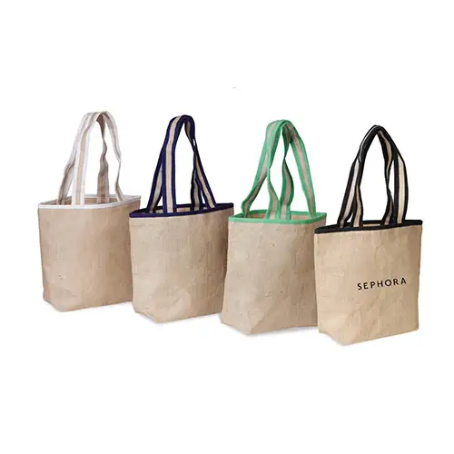 SJ9503 - Custom Jute Gift Bag with Contrast Edges for Promotional Use
