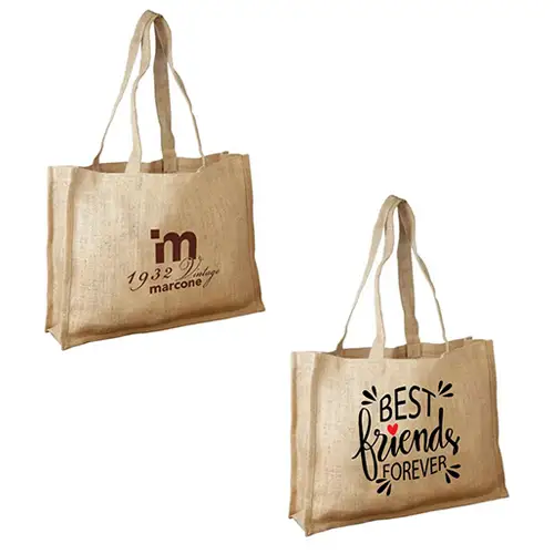 SJ999 - Wholesale Unlaminated Jute Shopping Bag with Self Handles And Your Logo
