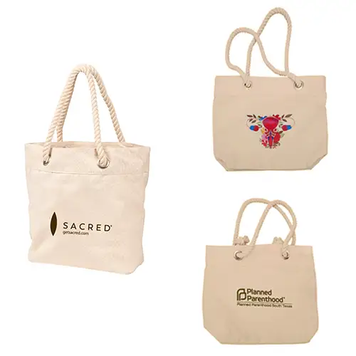 SST12 - Trendy Rope Handle Canvas Tote Bags In Bulk