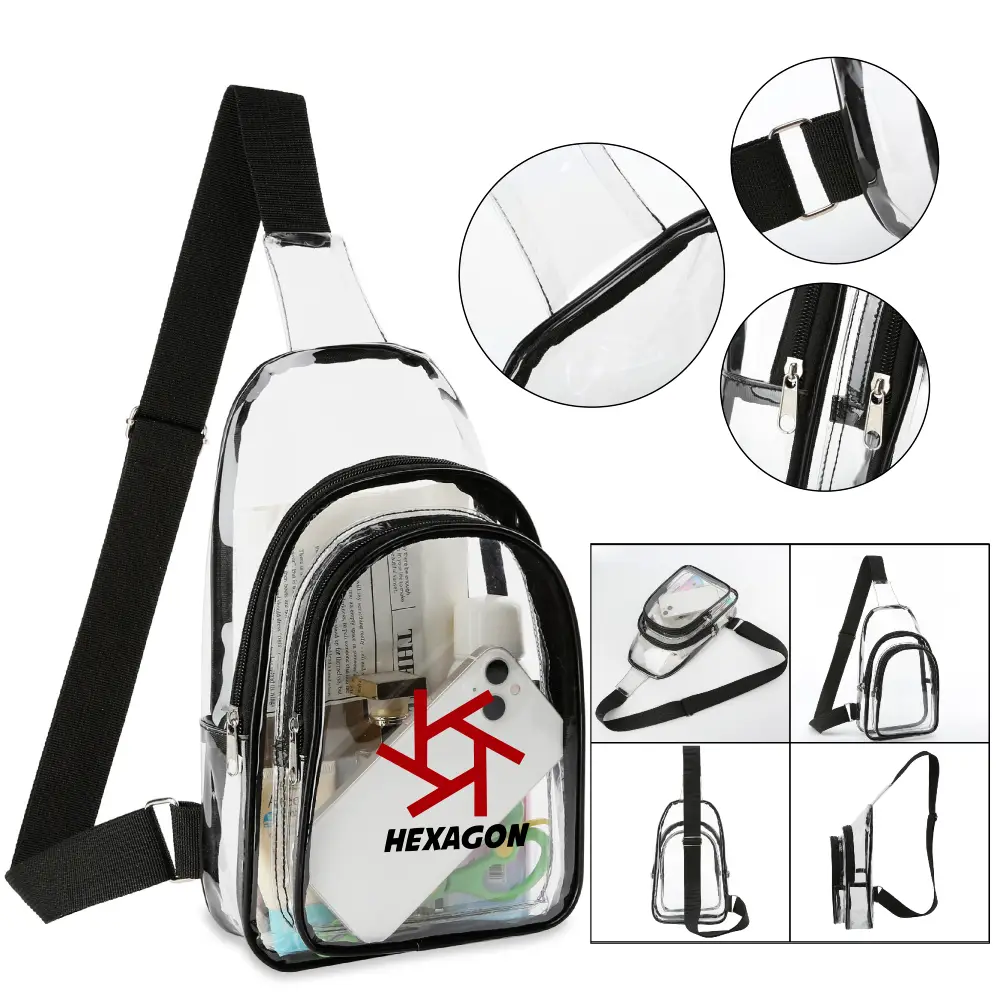 S12026 - Custom PVC Clear Shoulder Bag Sling Backpack