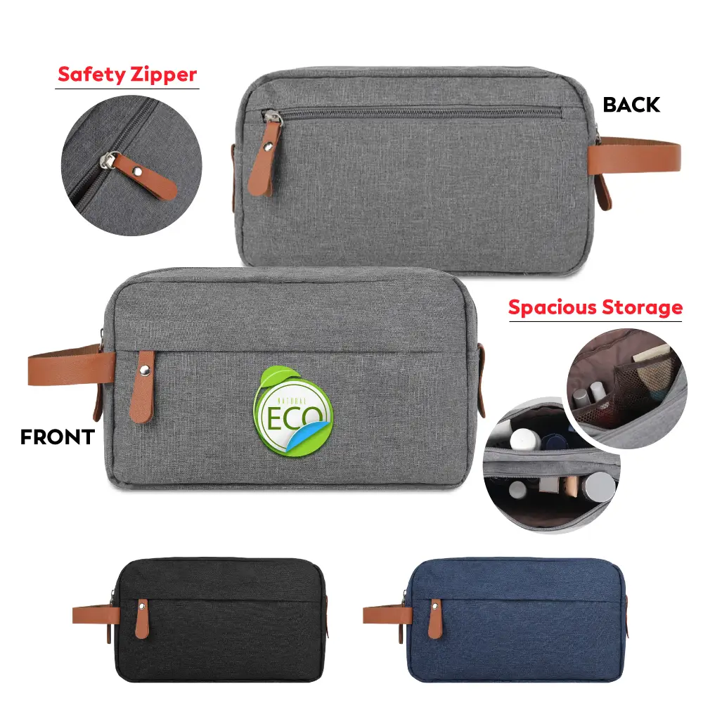 S12311 - Promotional Heathered Hanging Travel Toiletry Bag