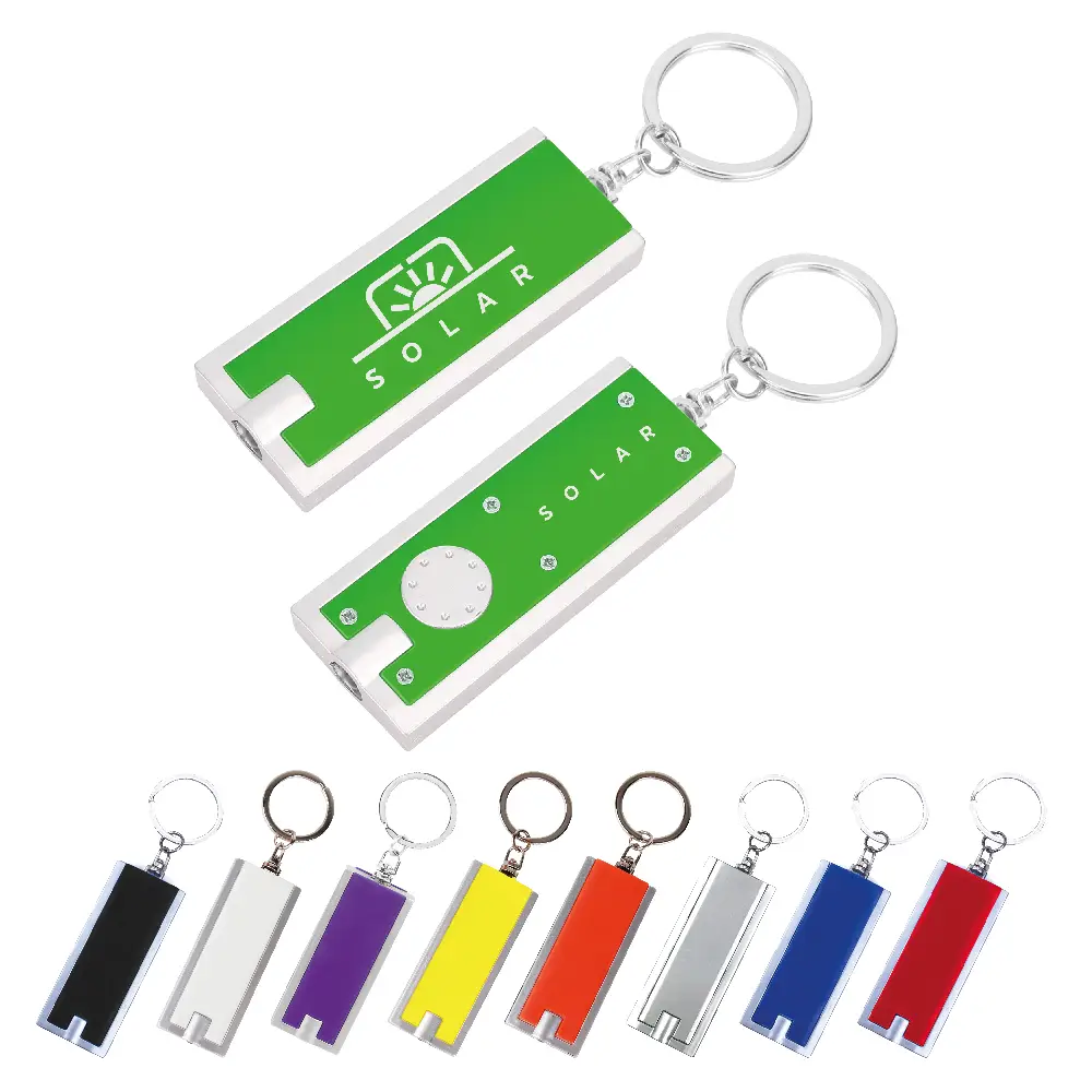 S12440 - Glowing LED Flashlight Spinning Keychain in Wholesale

