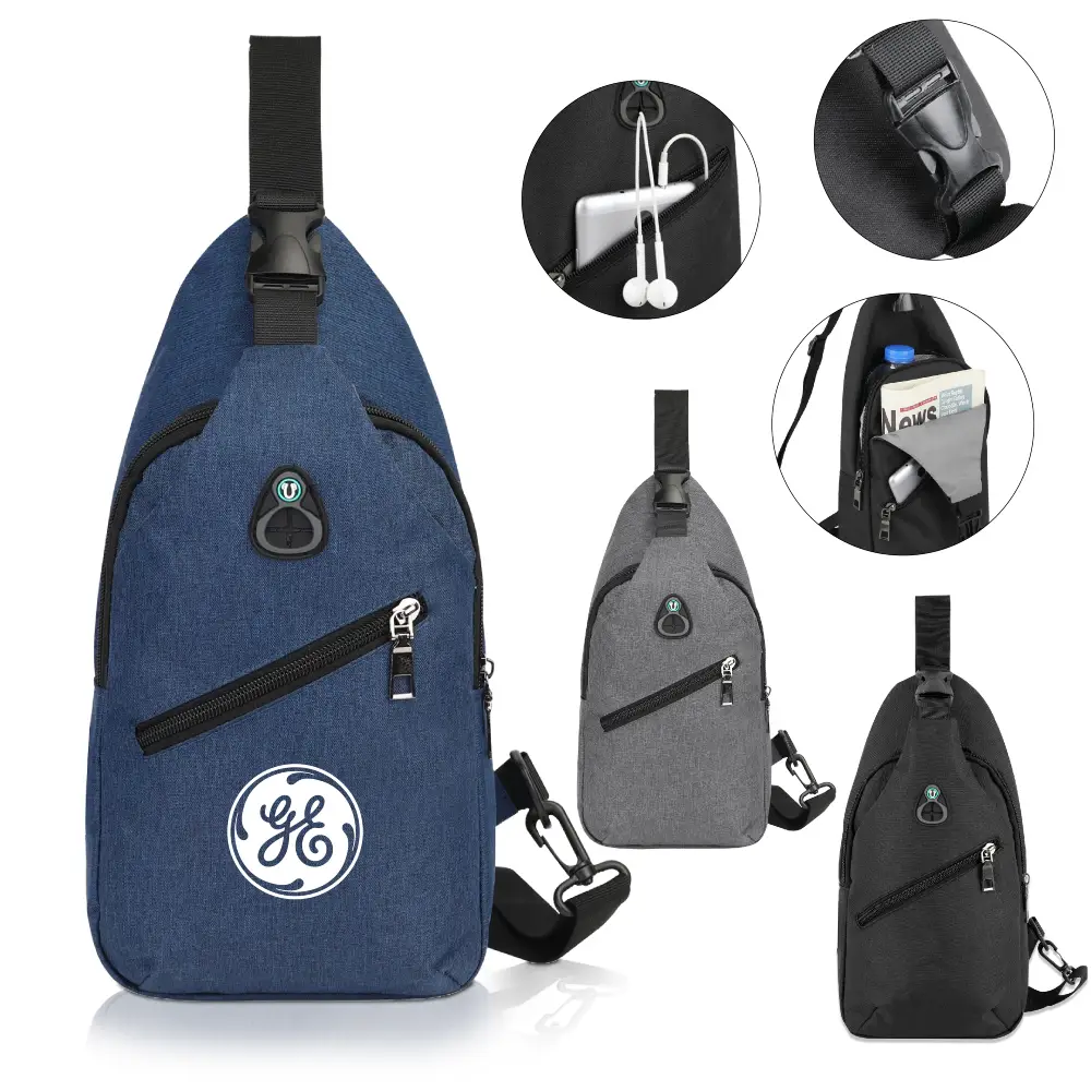S12720 - Promotional Unisex Sling Backpack with USB Port