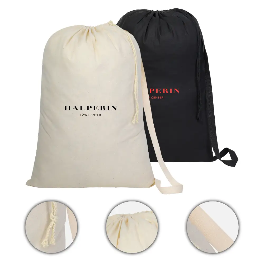 S12789 - Customized College Dorm Cotton Laundry Bags