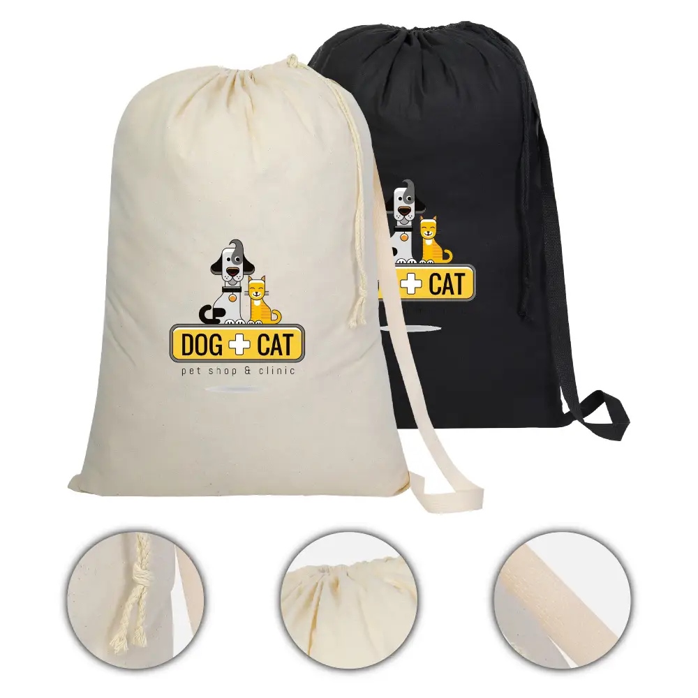 S12789 - Customized College Dorm Cotton Laundry Bags