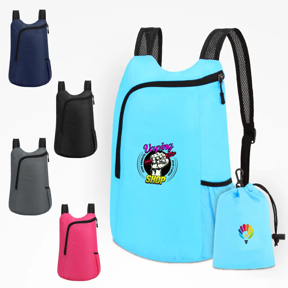 S12896 - Customized Packable Camping Backpack with Mesh Shoulder Straps