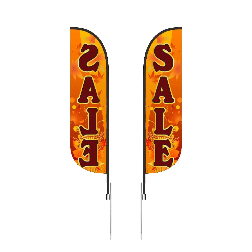S13344 - Bulk Spike Mount Feather Flag Knit with Custom Two Sided Print
