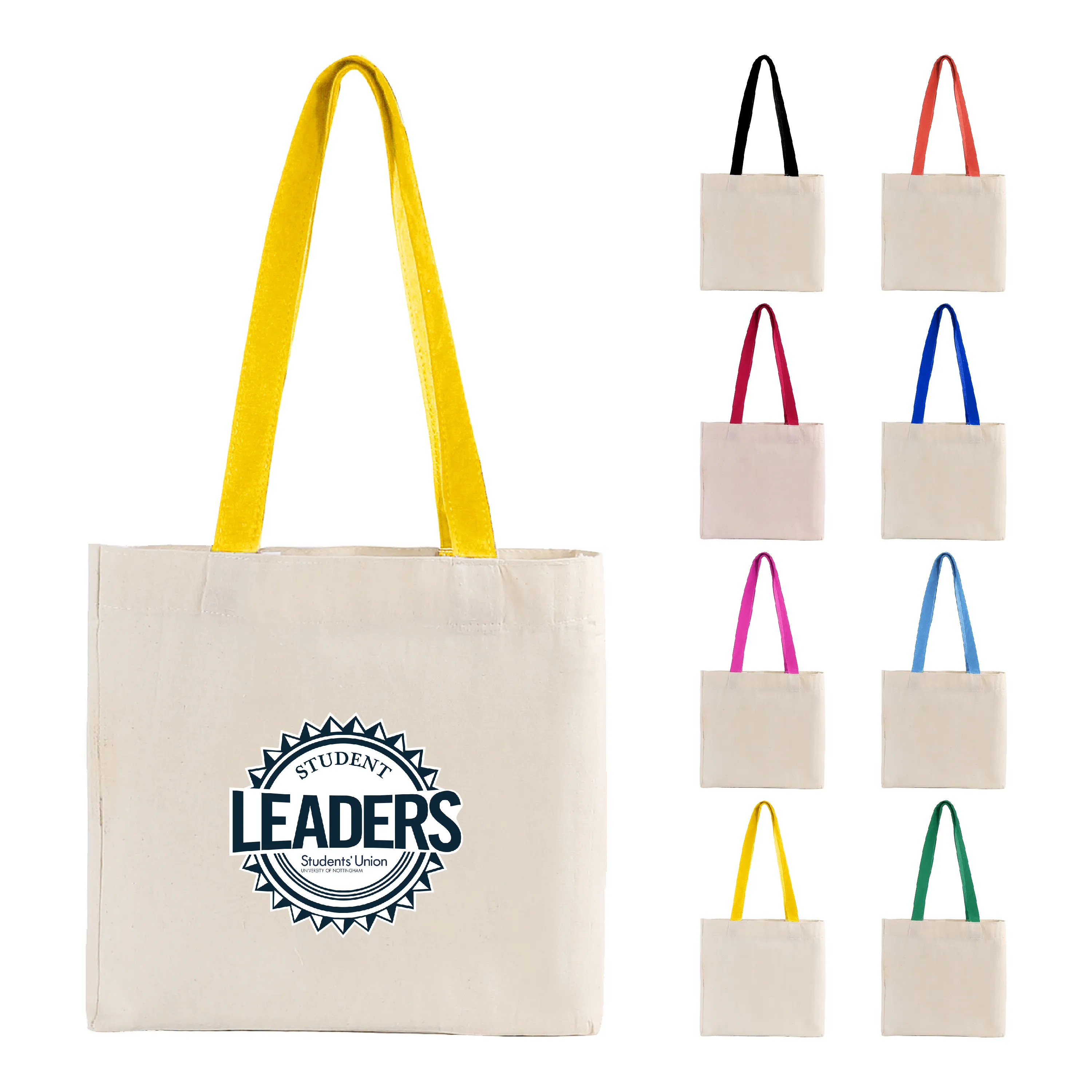 S13975 - Custom Cotton Tote Bag With Colored Handles And Gusset