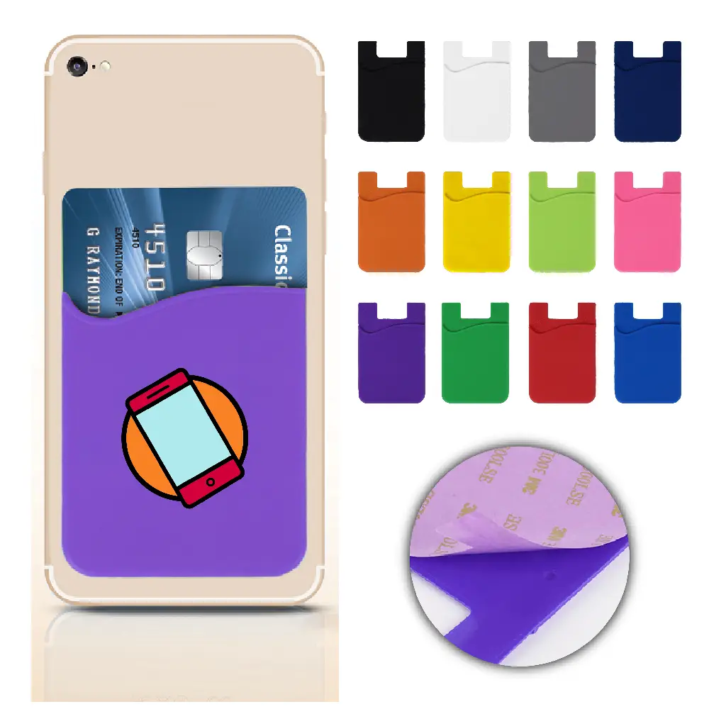 S15044 - Customized Silicone Phone Pouch with Card Holder