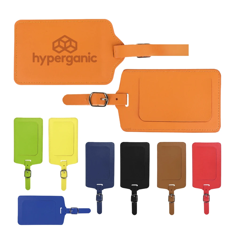S17242 - Custom PU Leather Luggage Tag Flip Open
