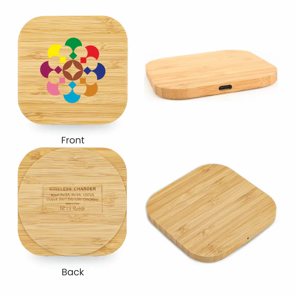 S17336 - Personalized Bamboo 15W Wireless Charging Pad&nbsp;