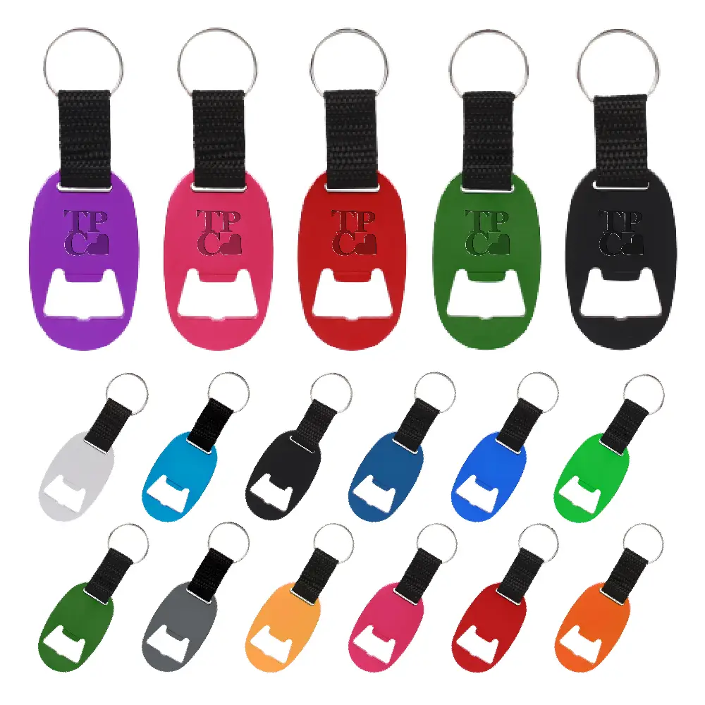 S17695 - Promotional Oval Shape Beer Bottle Opener Keychain
