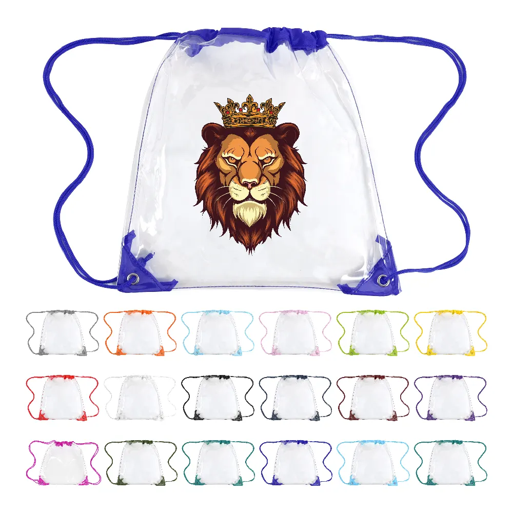 S12094 - Custom Clear Drawstring Promotional Backpacks