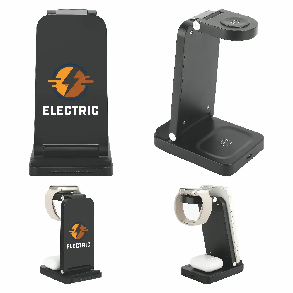 S18422 - Foldable Wireless 3 in 1 Charging Stand in Wholesale