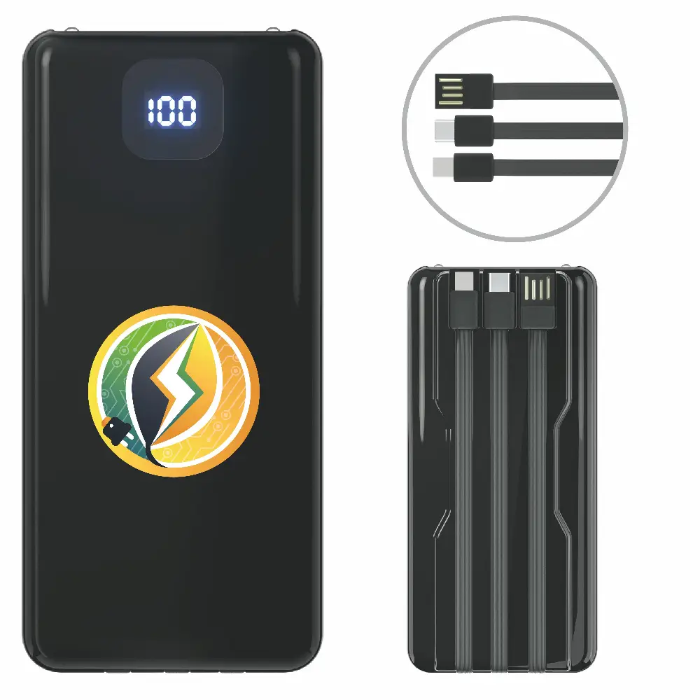 S18597 - Multi Functional 10000mAh Power Bank with Built In Cables