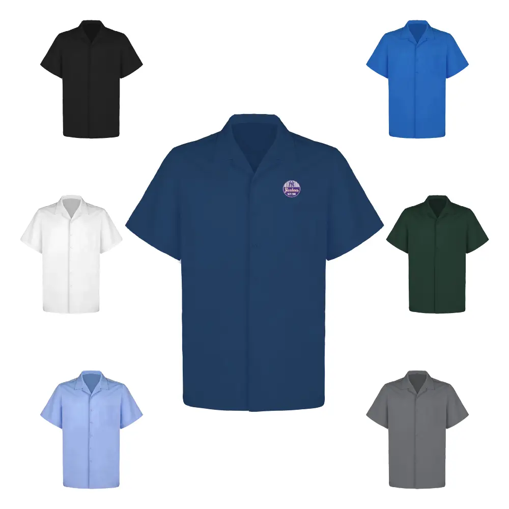 S18793 - Wholesale Men's Short Sleeve Woven Cuban Collar Shirt | S19793 Embroidery
