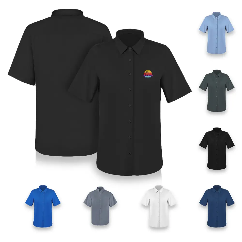 S18795 - Personalized Women's Short Sleeve Button Down Twill Shirt