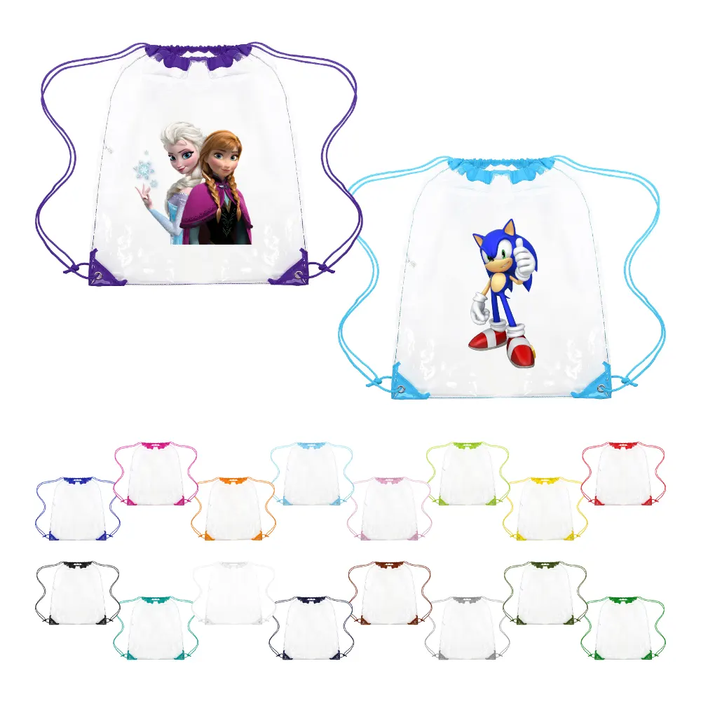 S12851 - Clear Eco-Friendly Custom Drawstring Cinch Backpacks