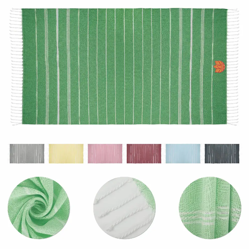 S19942 - Embroidered Large Fringe Beach Towel