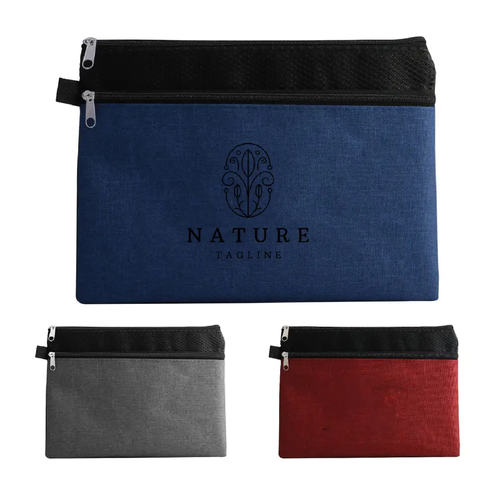 SST181 - Promotional Non-Woven Dual Zippered Pouch in Bulk