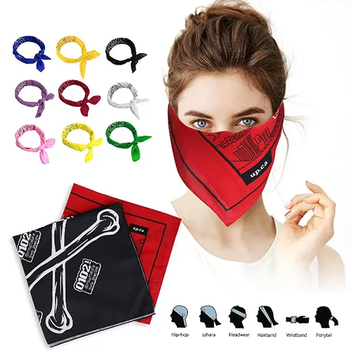 S12166 - Promotional Custom Sublimated Square Bandana, Headband And Scarf Mask