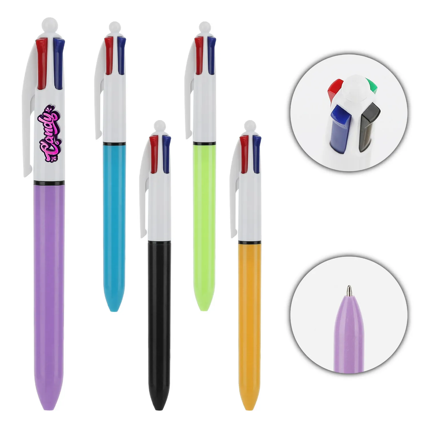 S12972 - Personalized 4 Colors Retractable Ball Pens For Office Use | S18972 Full Color