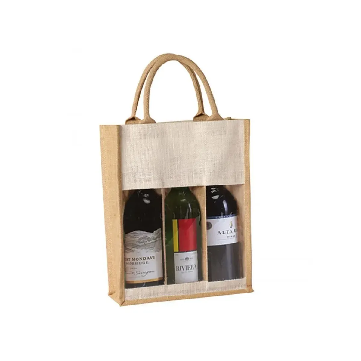 SJ94 - Personalized Three Bottle Wine Tote Bags in Wholesale