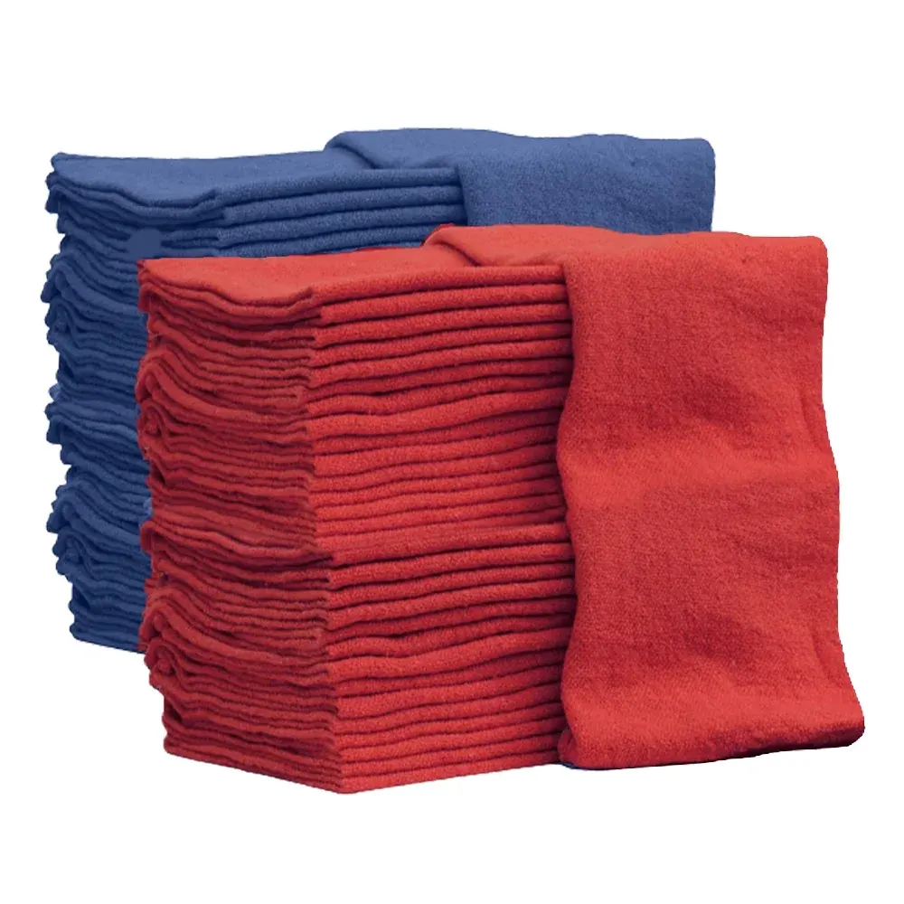 ST1414 - Red And Blue Towel - 14 X 14 - Red Shop Towels | Blue Industrial Cotton Towels