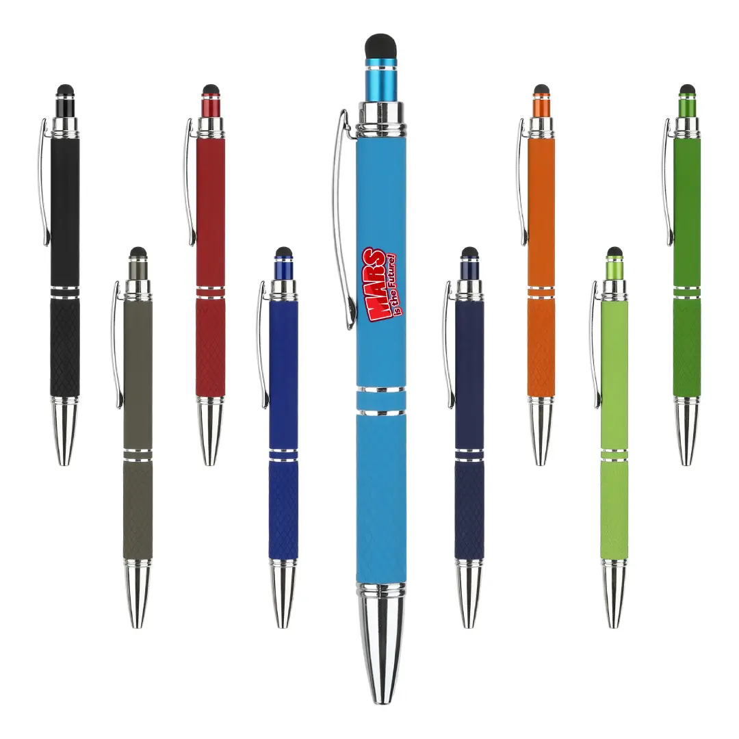 S18574 - Affordable Softy Metal Pen with Stylus And Logo | S17574 Laser Engraved